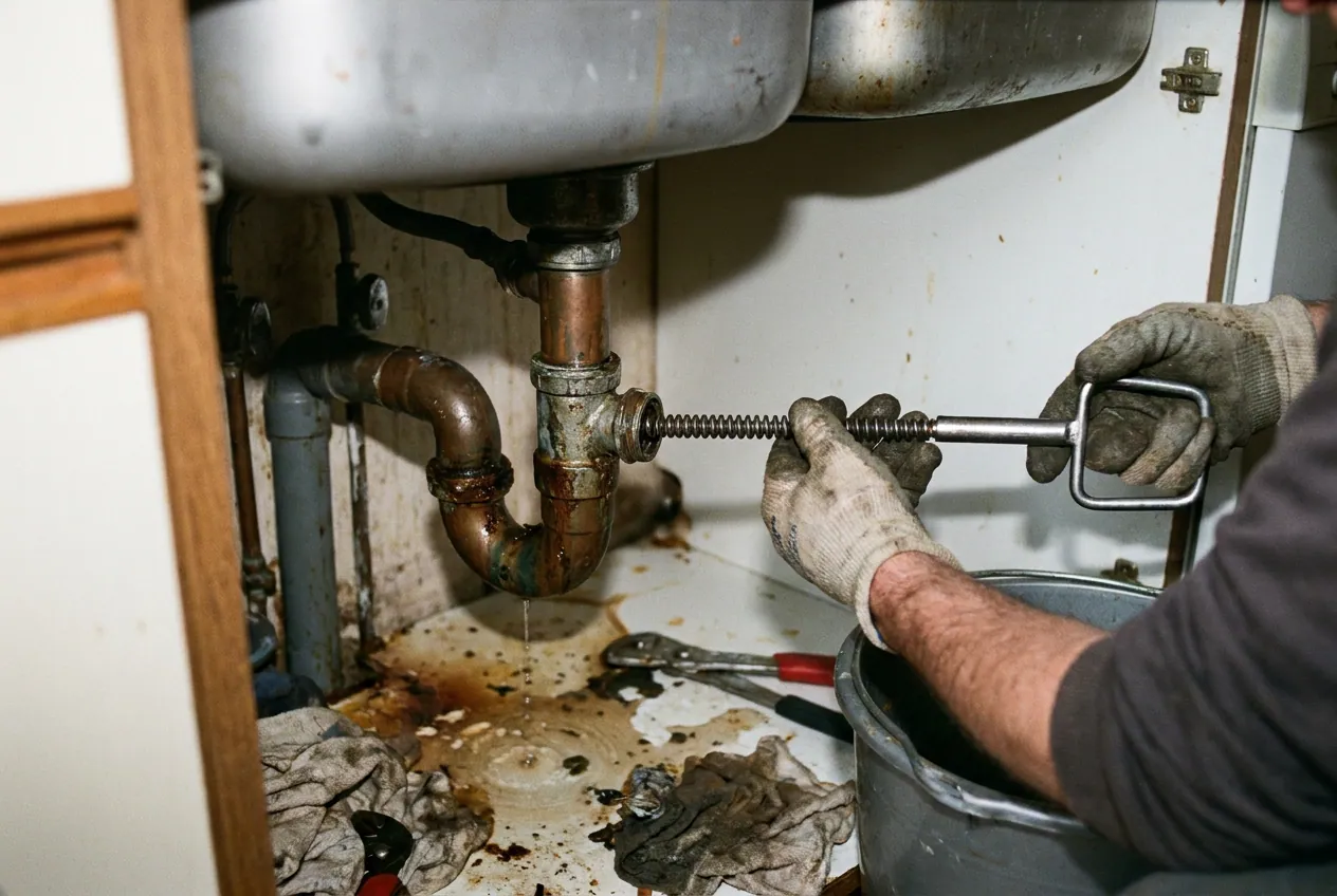 Furet de plombier utilisé pour déboucher une canalisation d'évier à Arpajon